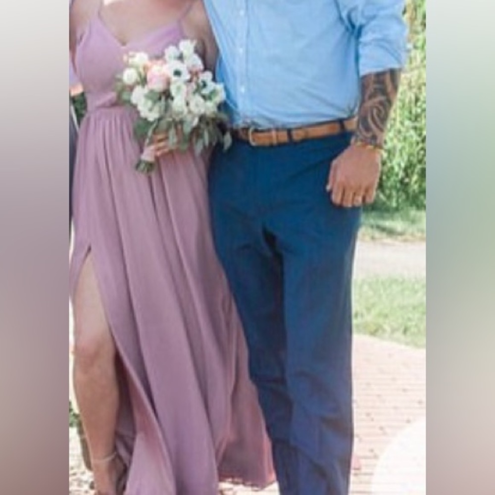 Azazie blush pink bridesmaid dress
